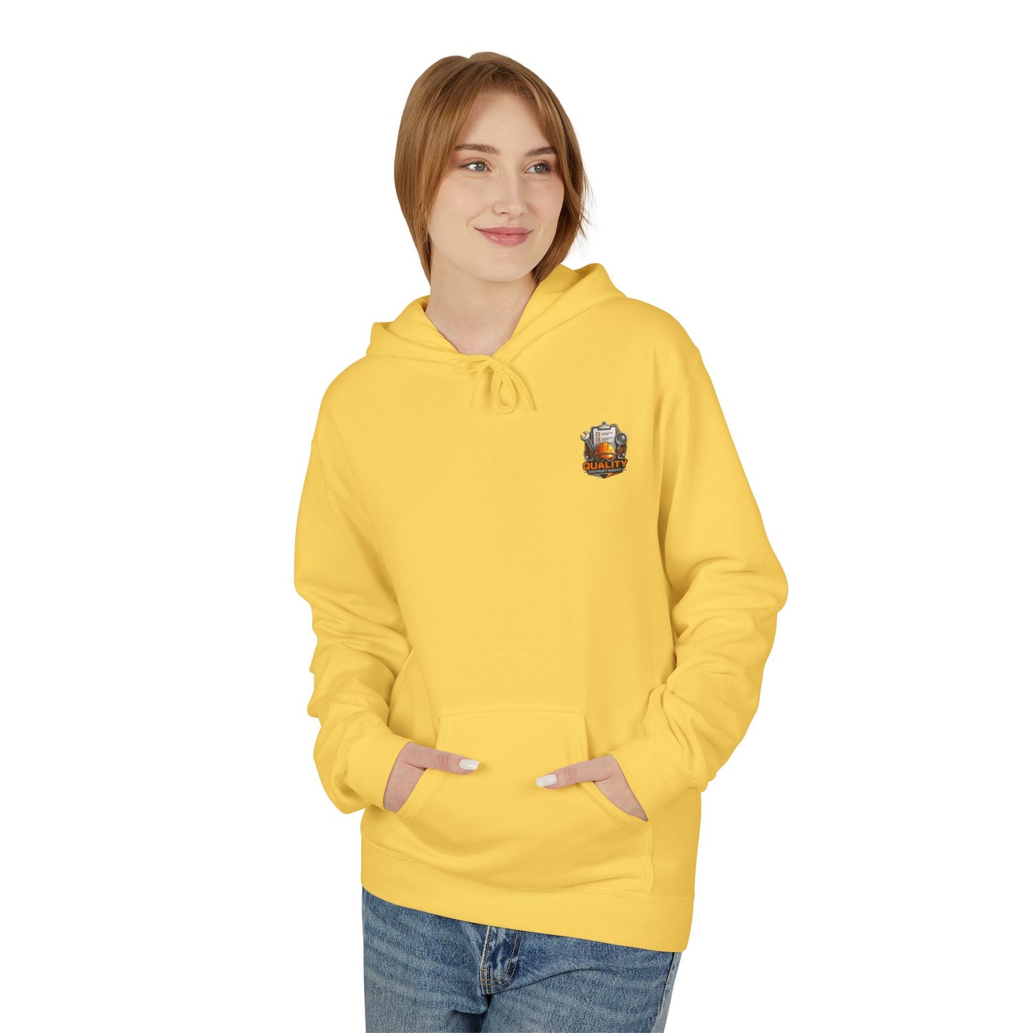 Quality Department Hoodie — Vintage Mechanic Crewneck with 'Quality Department' Emblem