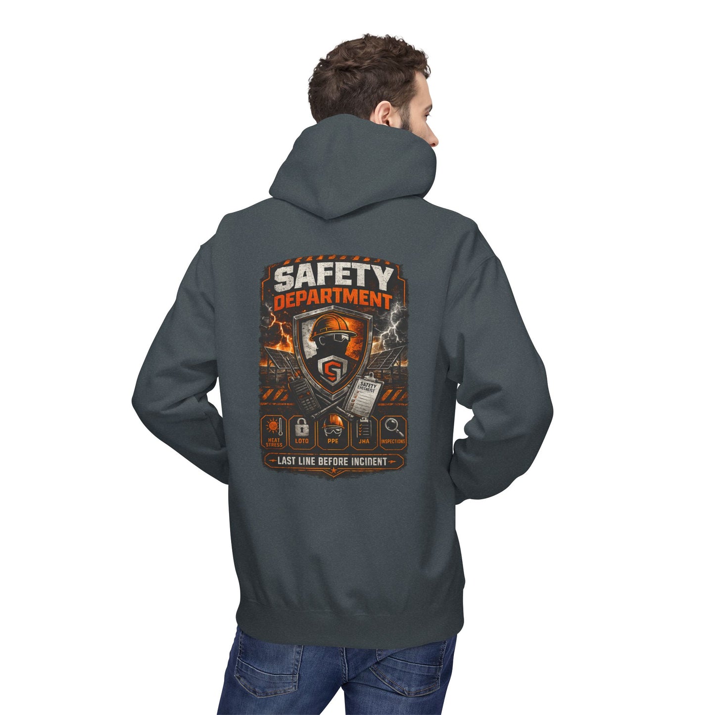 Safety Department Hoodie — "Last Line Before Incident" Graphic Workwear