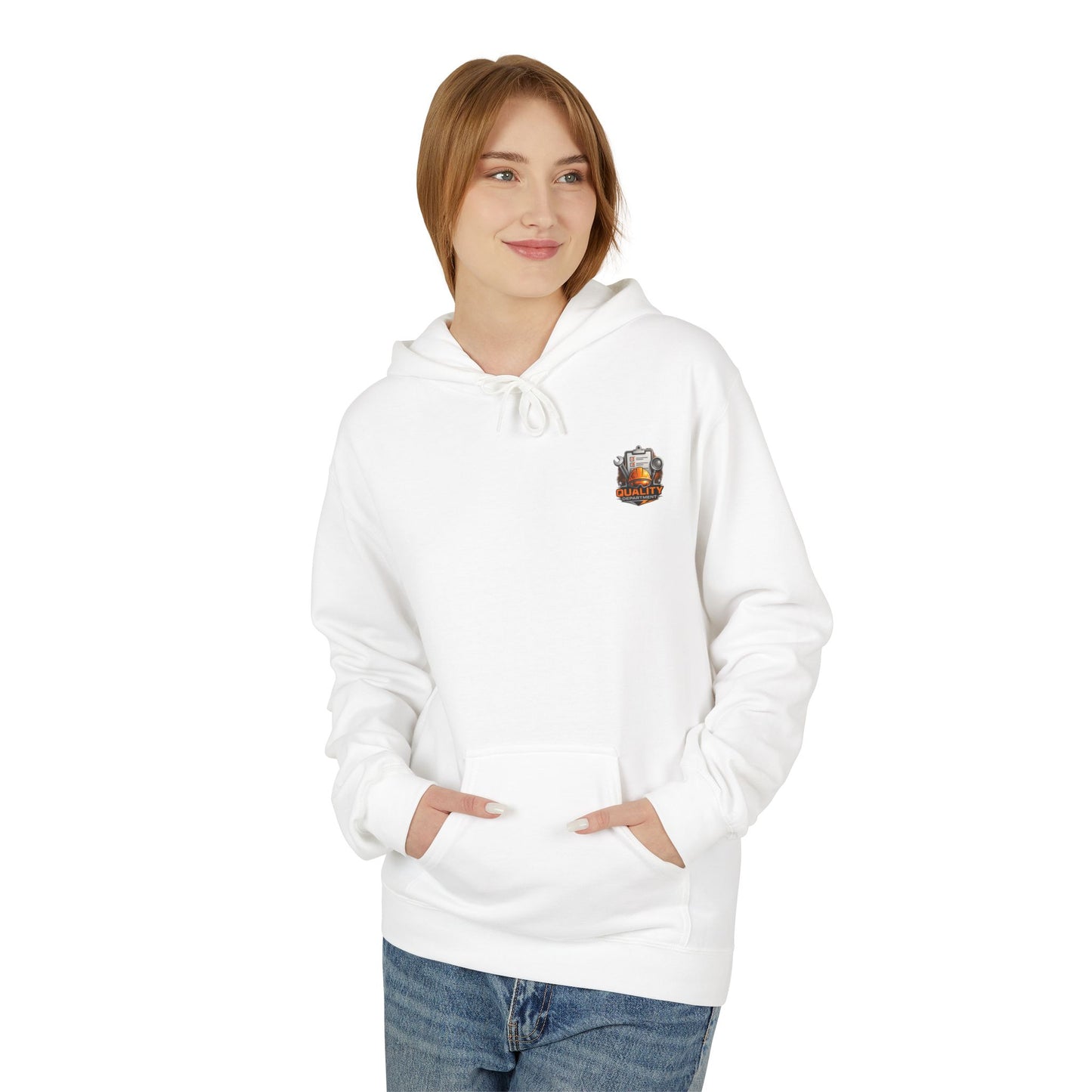 Quality Department Hoodie — Vintage Mechanic Crewneck with 'Quality Department' Emblem