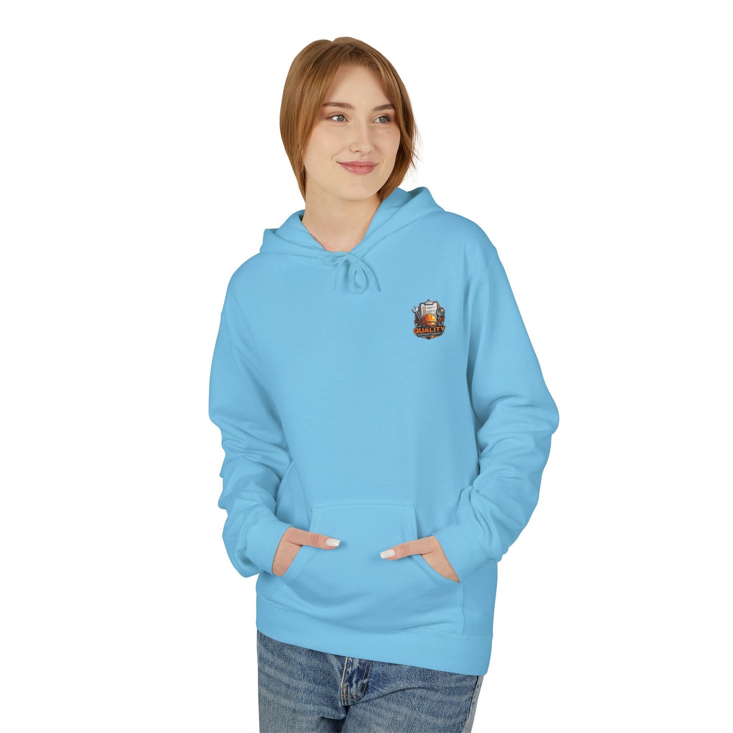 Quality Department Hoodie — Vintage Mechanic Crewneck with 'Quality Department' Emblem