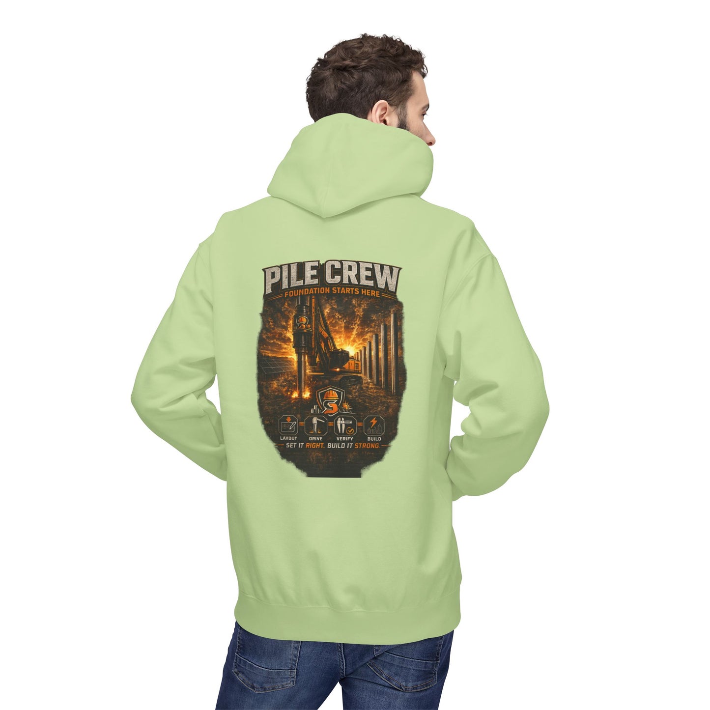 Pile Crew Industrial Hoodie — Heavy Equipment Construction Crew Pullover