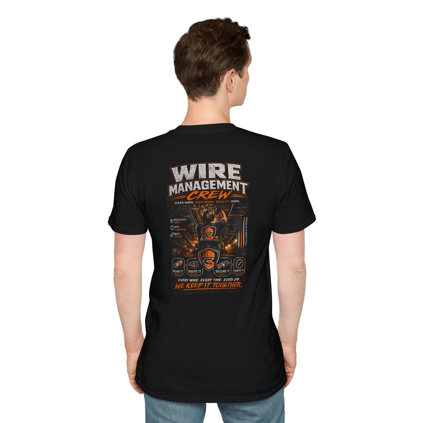 Wire Management Crew T-Shirt — Electrician Cable Tech Work Shirt