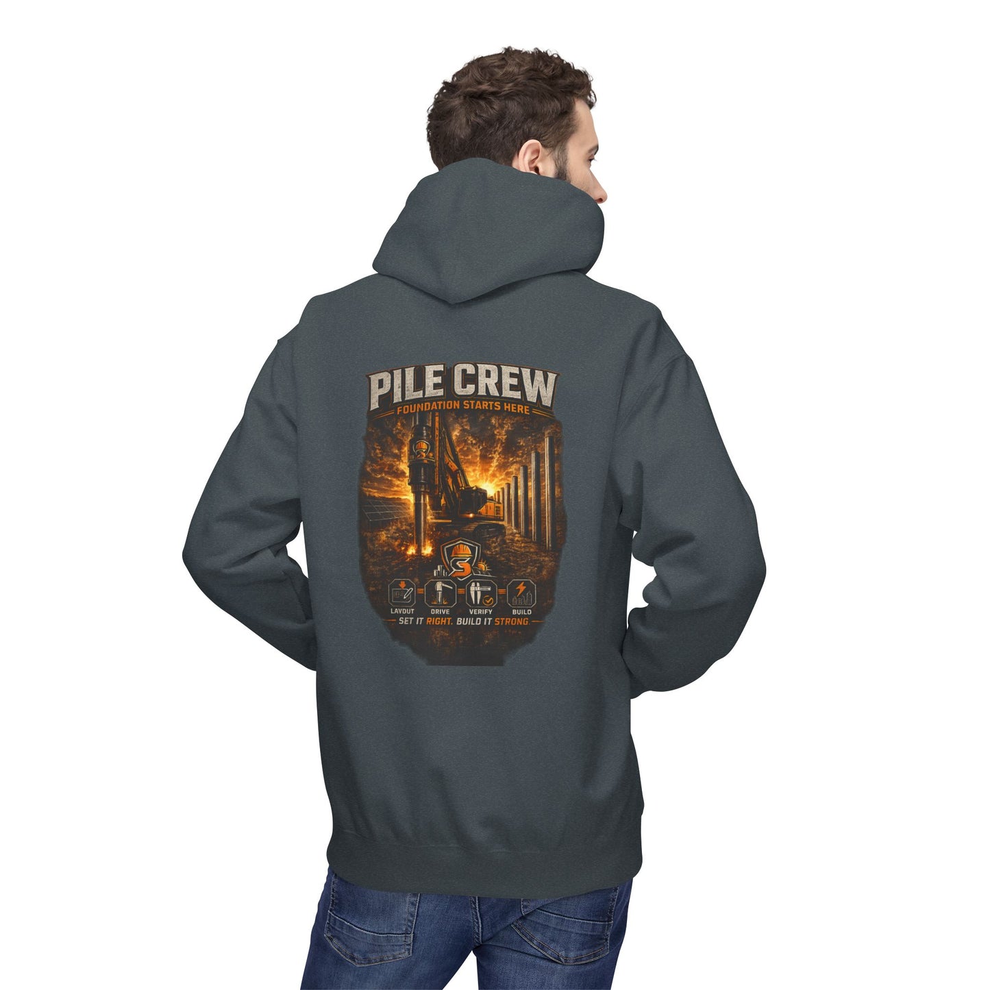 Pile Crew Industrial Hoodie — Heavy Equipment Construction Crew Pullover