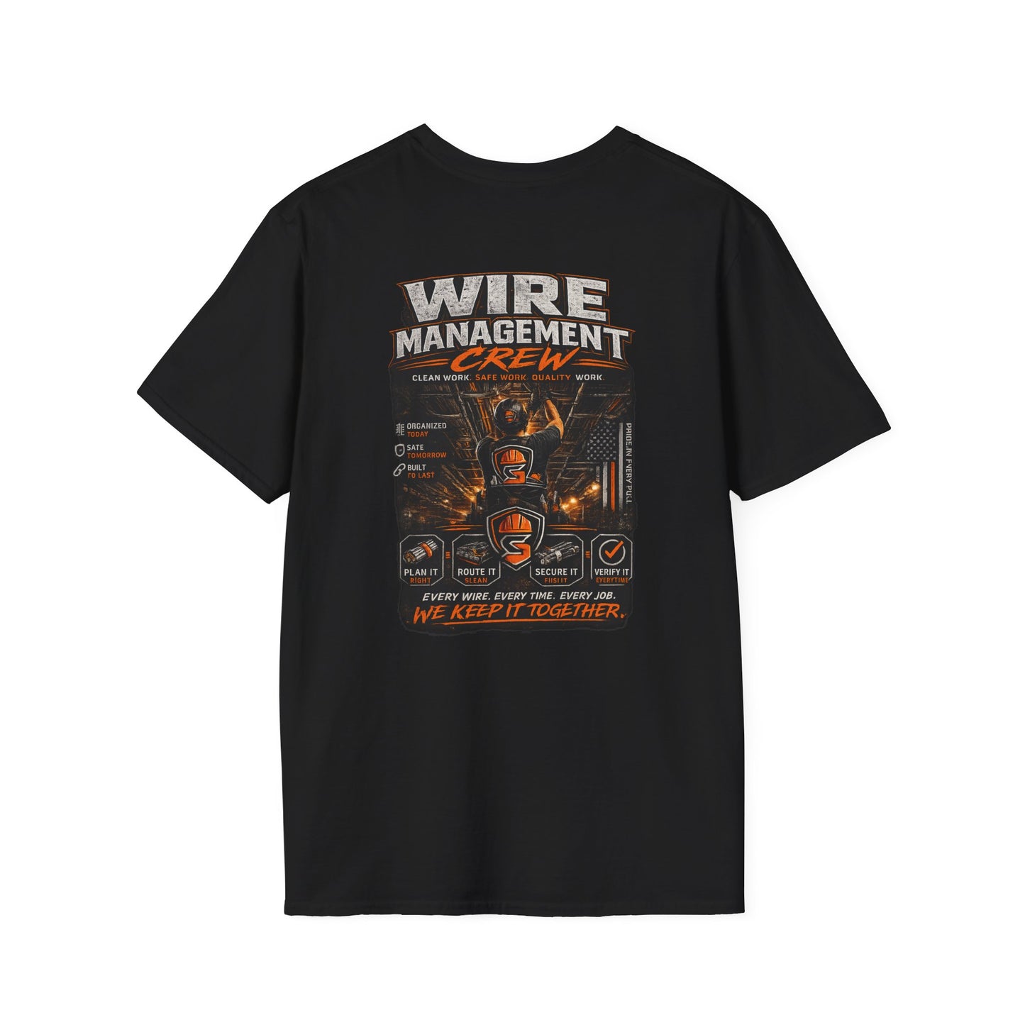 Wire Management Crew T-Shirt — Electrician Cable Tech Work Shirt