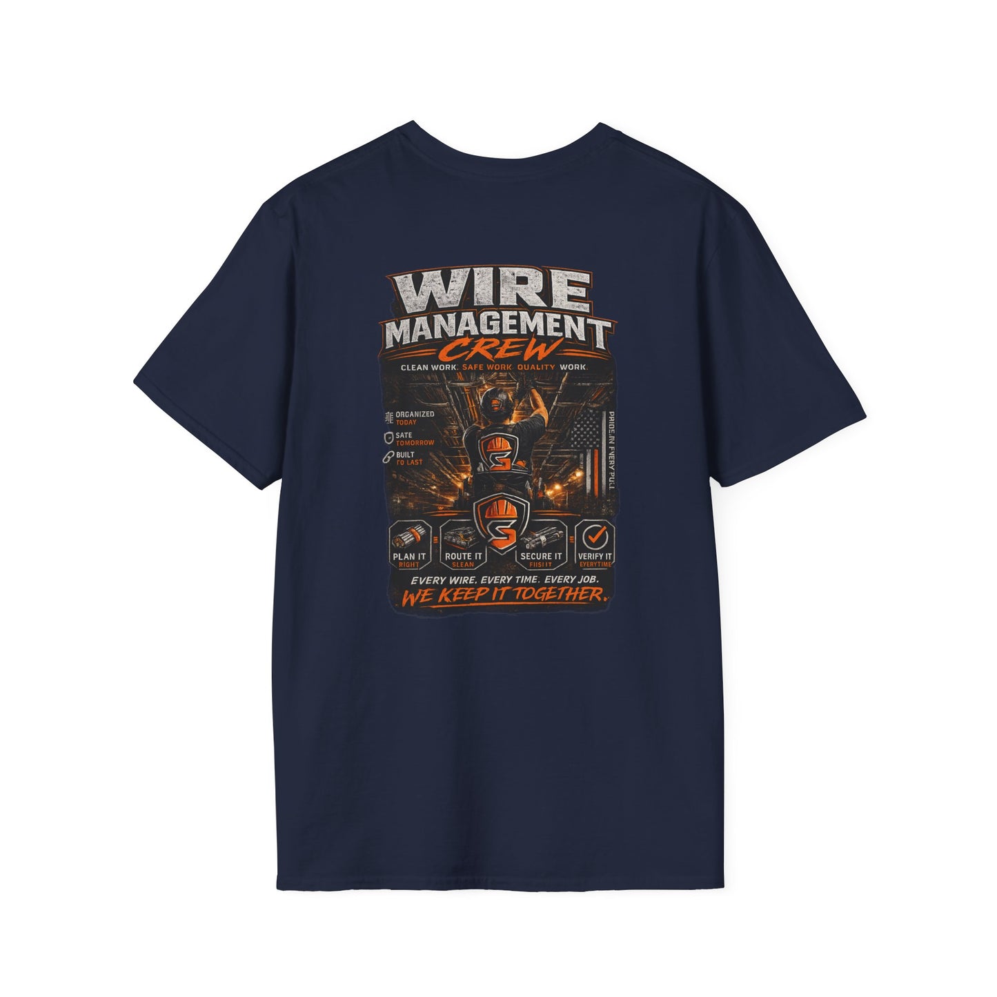 Wire Management Crew T-Shirt — Electrician Cable Tech Work Shirt