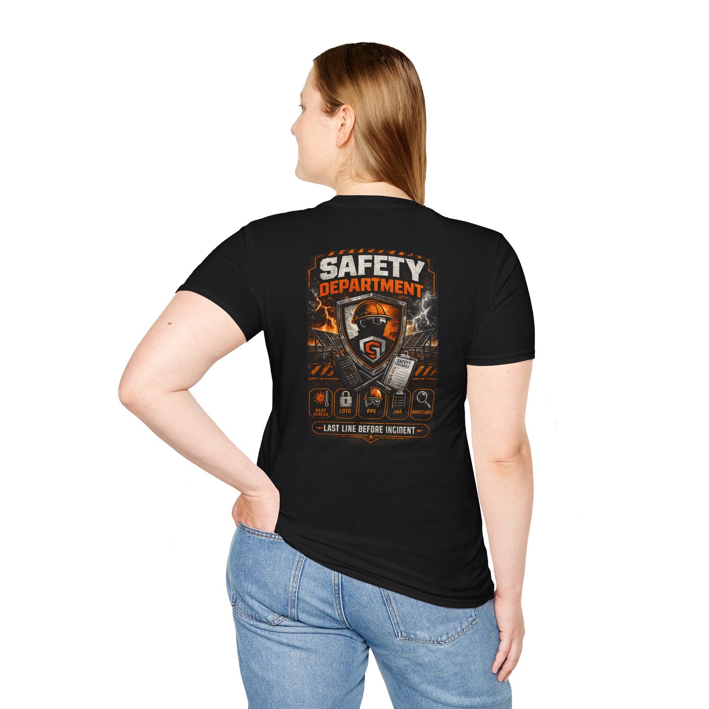 Safety Department Graphic T-Shirt — "Last Line Before Incident" Worksite Firefighter Tee