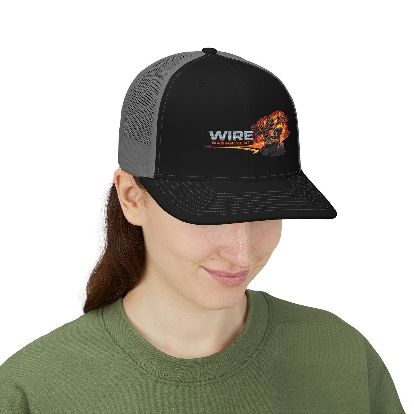 Wire Management Flame Graphic Trucker Cap