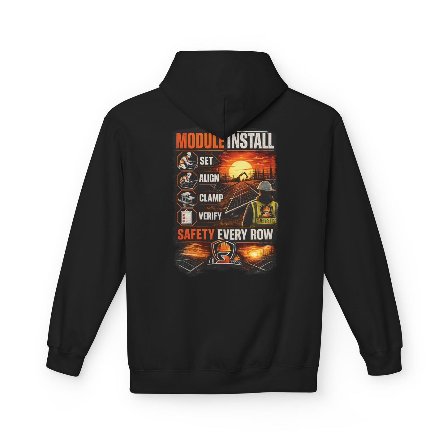 Module Install Safety Hoodie — Safety Every Row Construction Crew Sweatshirt