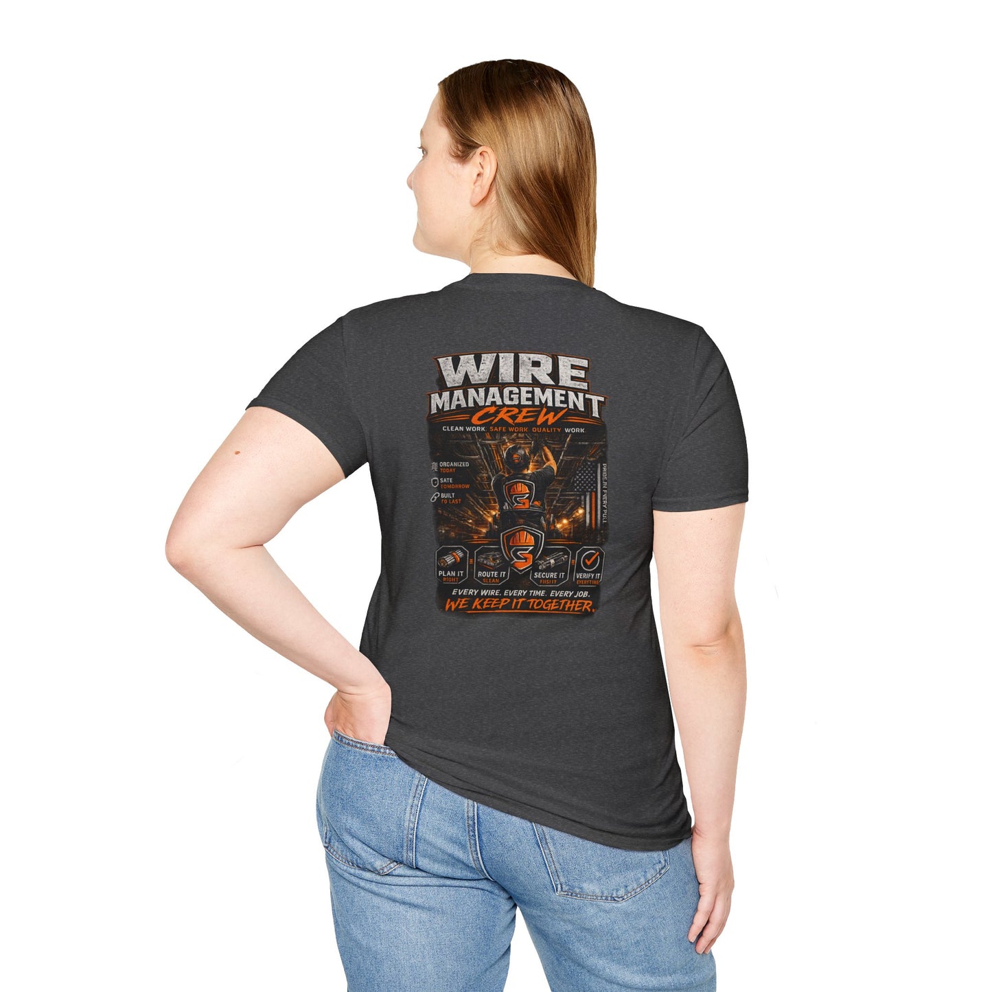 Wire Management Crew T-Shirt — Electrician Cable Tech Work Shirt