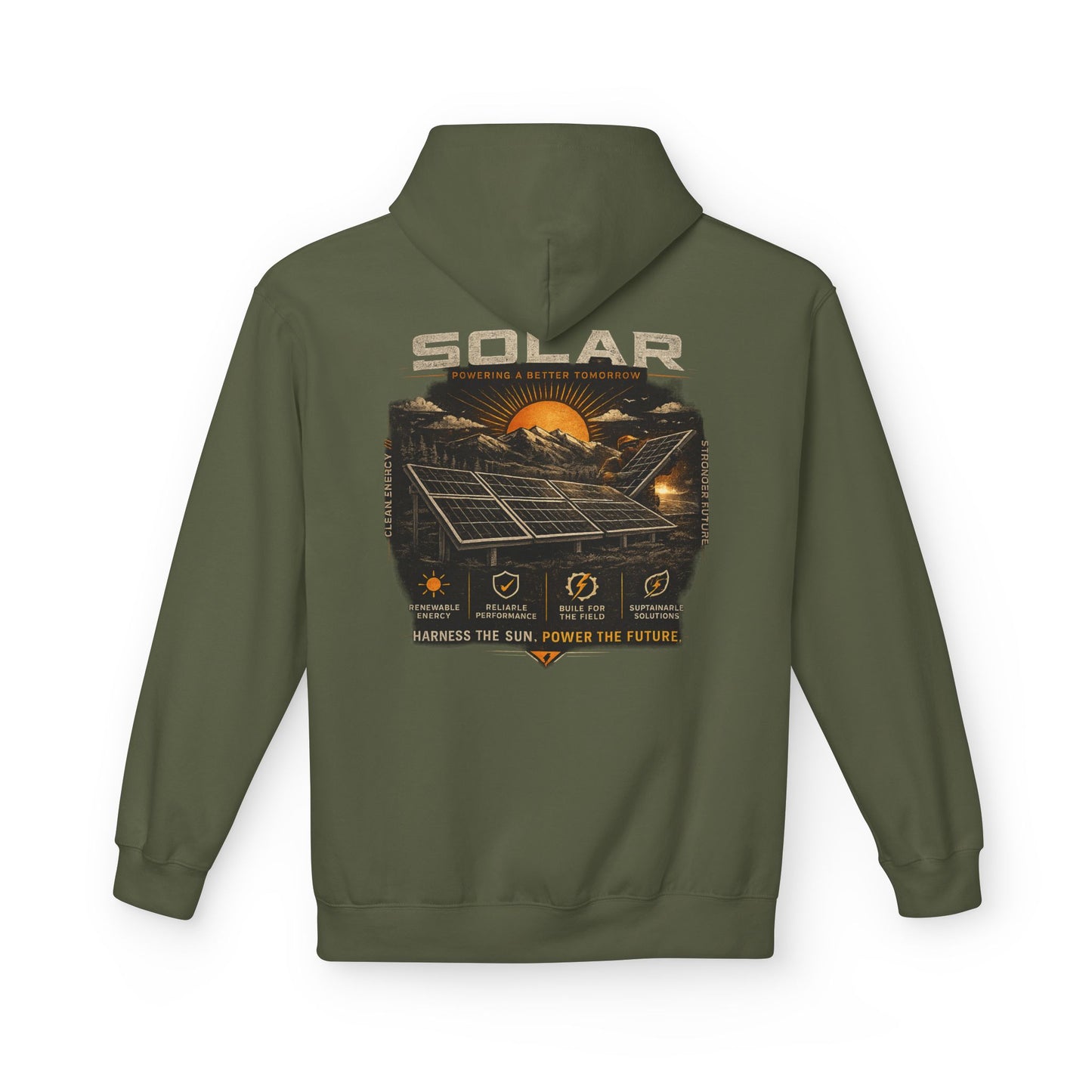 Solar Energy Hoodie — "Solar: Harness the Sun, Power the Future" Graphic Sweatshirt