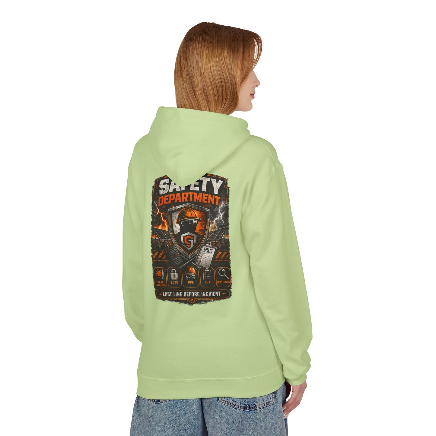 Safety Department Hoodie — "Last Line Before Incident" Graphic Workwear