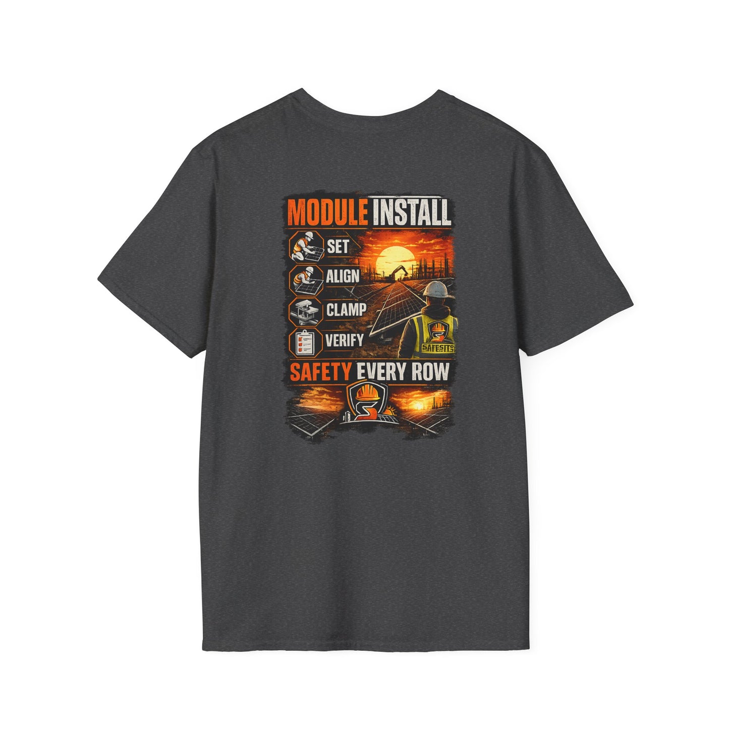 Module Install Crew T‑Shirt — "Module Install: Set, Align, Clamp, Verify" Safety Tee