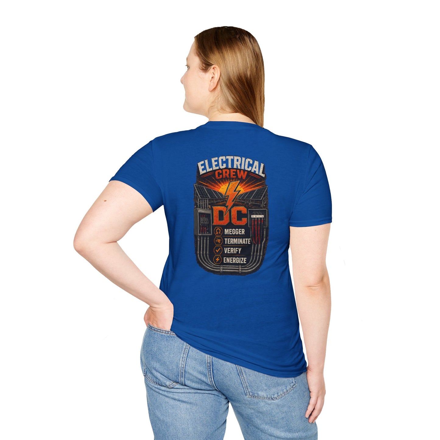 Electrical Crew DC T‑Shirt — Electrician Safety Megger, Terminate & Verify Design