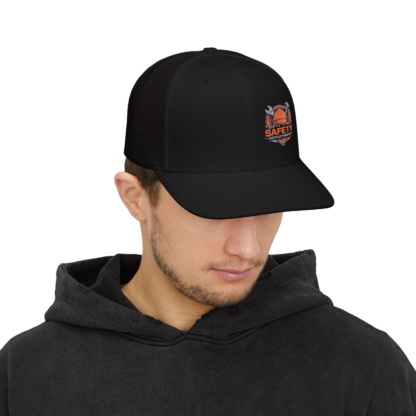 Safety Department Trucker Cap - Fire Helmet Patch Snapback