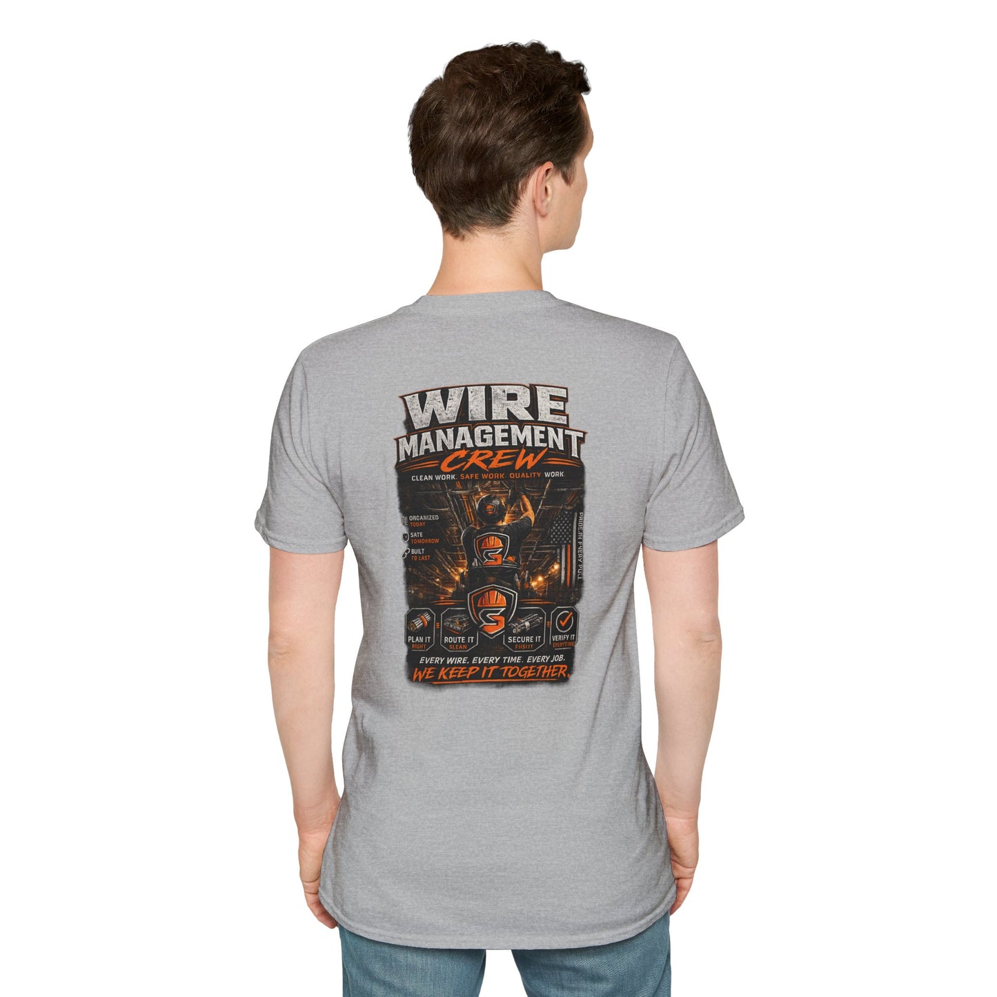 Wire Management Crew T-Shirt — Electrician Cable Tech Work Shirt