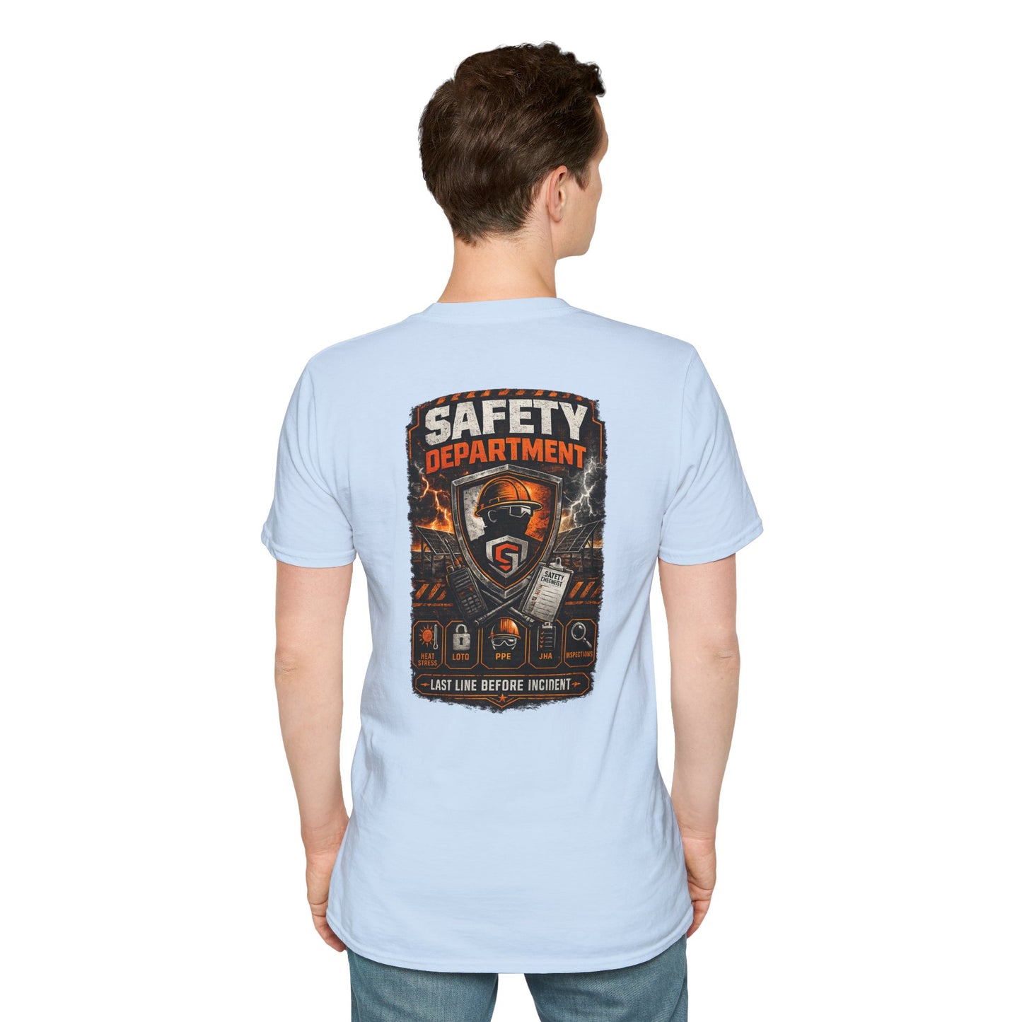 Safety Department Graphic T-Shirt — "Last Line Before Incident" Worksite Firefighter Tee