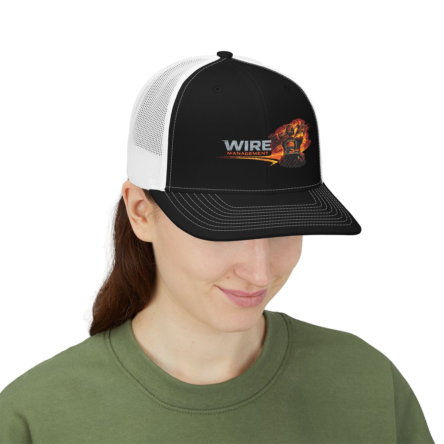 Wire Management Flame Graphic Trucker Cap