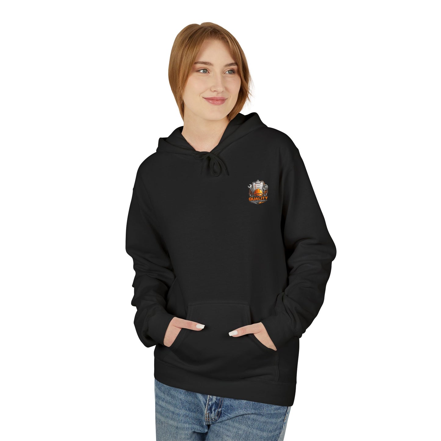 Quality Department Hoodie — Vintage Mechanic Crewneck with 'Quality Department' Emblem