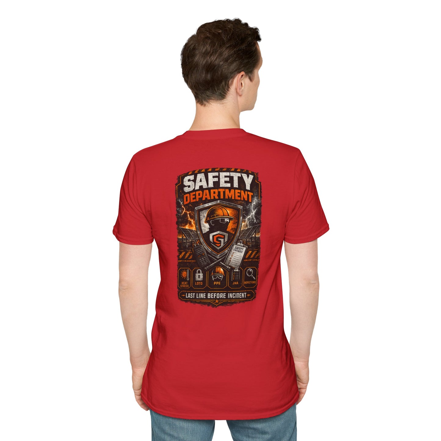 Safety Department Graphic T-Shirt — "Last Line Before Incident" Worksite Firefighter Tee