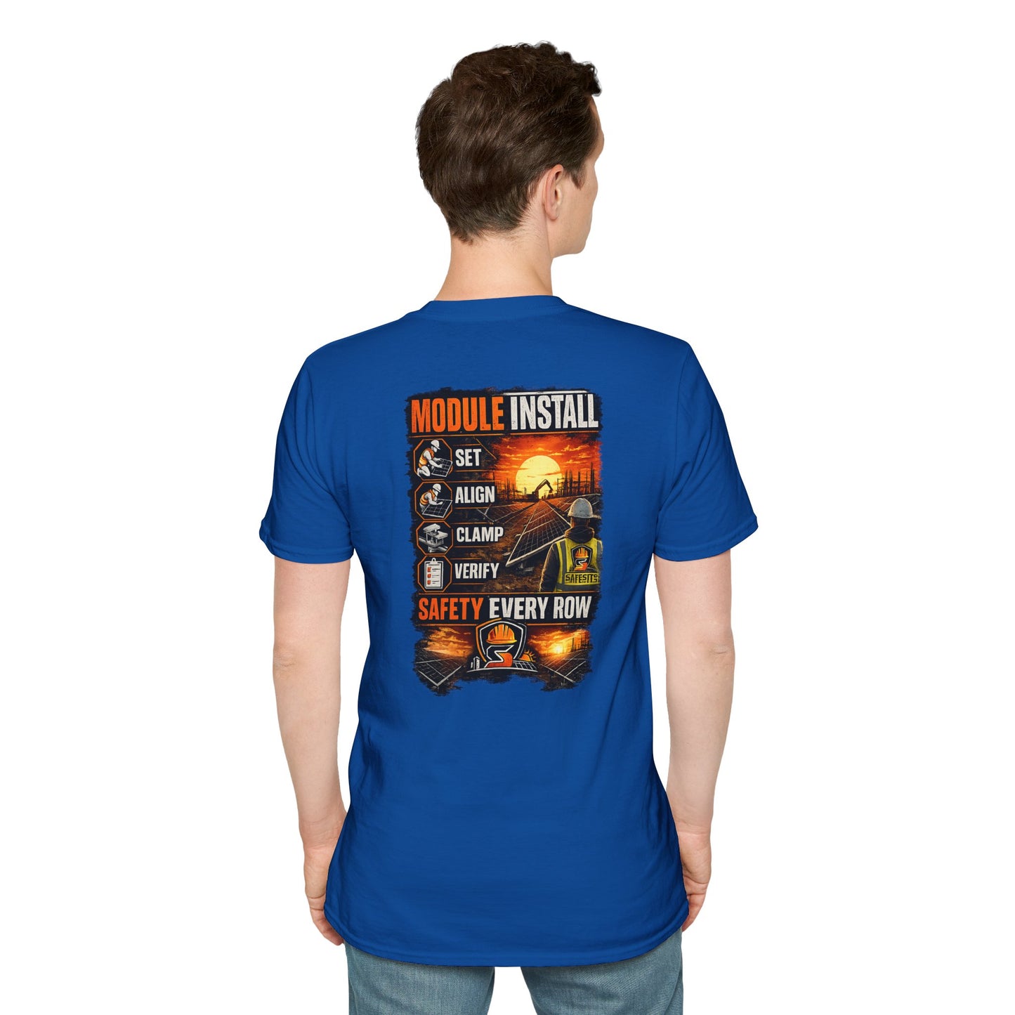 Module Install Crew T‑Shirt — "Module Install: Set, Align, Clamp, Verify" Safety Tee
