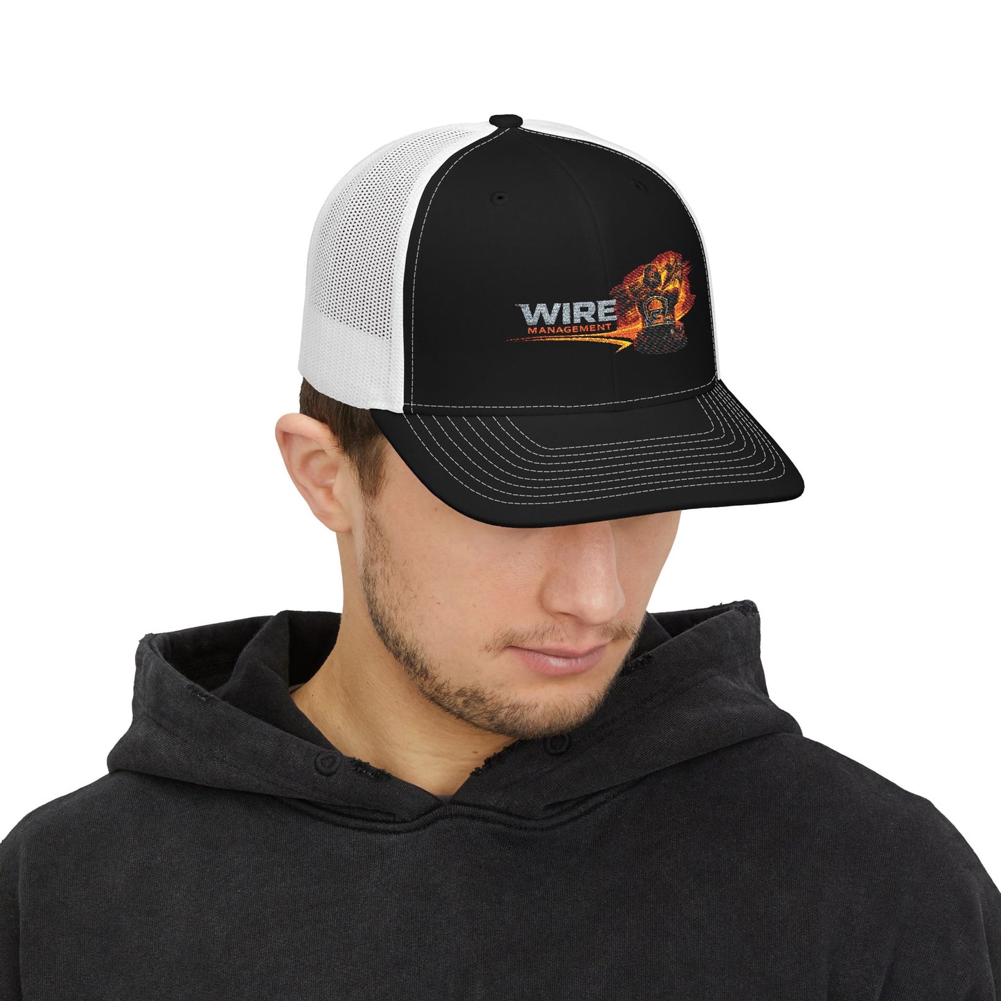 Wire Management Flame Graphic Trucker Cap
