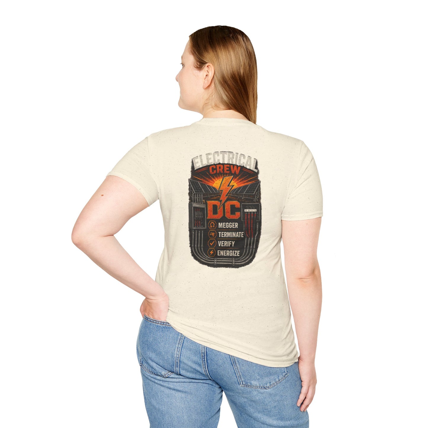 Electrical Crew DC T‑Shirt — Electrician Safety Megger, Terminate & Verify Design