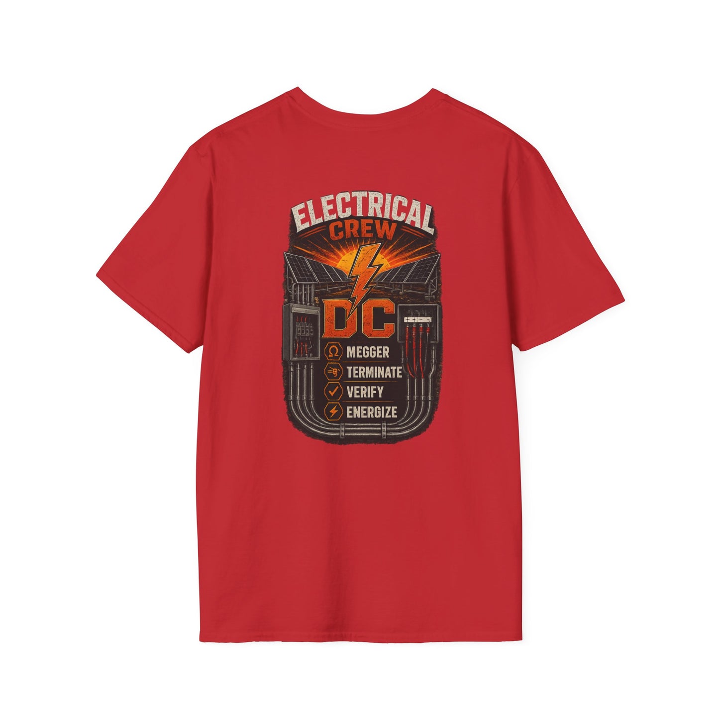 Electrical Crew DC T‑Shirt — Electrician Safety Megger, Terminate & Verify Design