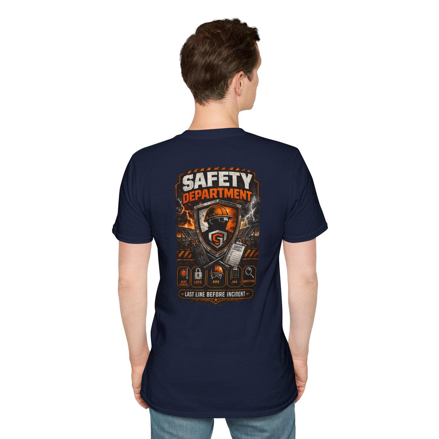 Safety Department Graphic T-Shirt — "Last Line Before Incident" Worksite Firefighter Tee
