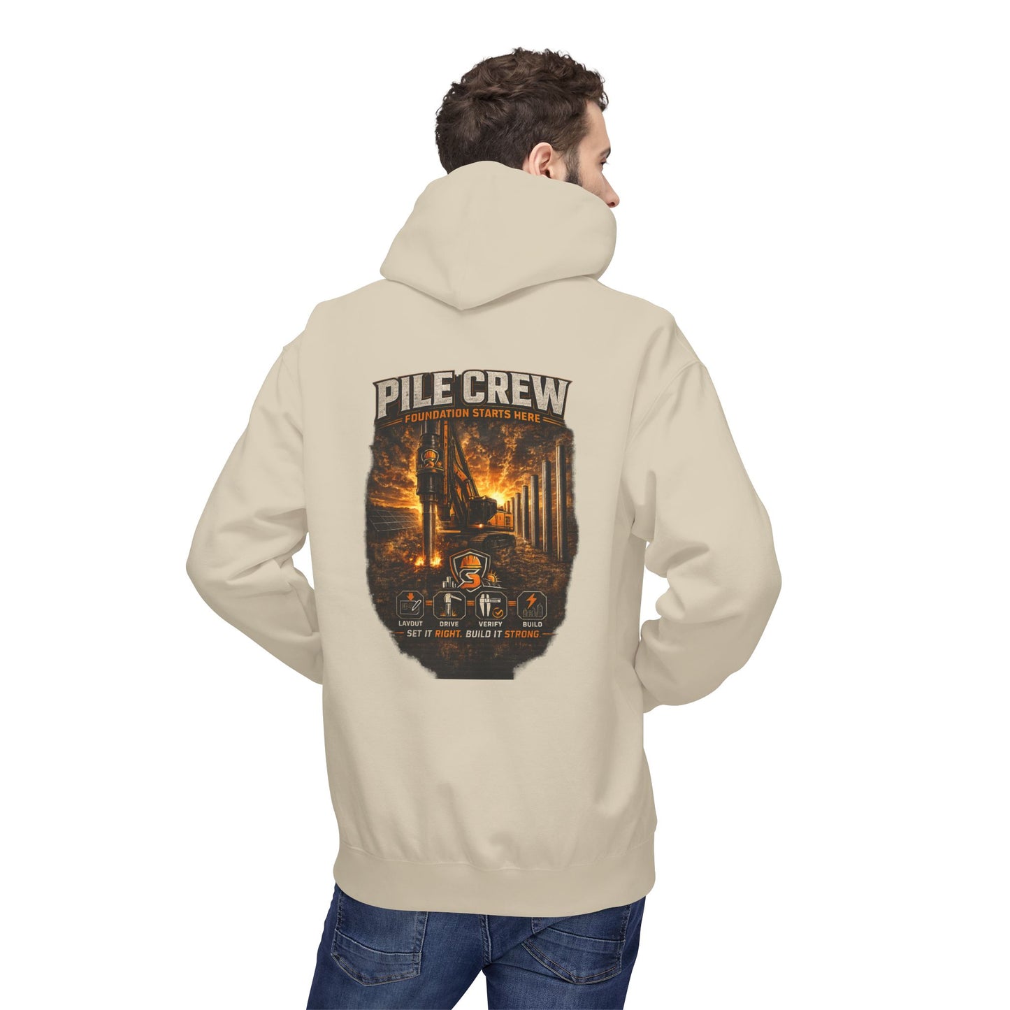 Pile Crew Industrial Hoodie — Heavy Equipment Construction Crew Pullover