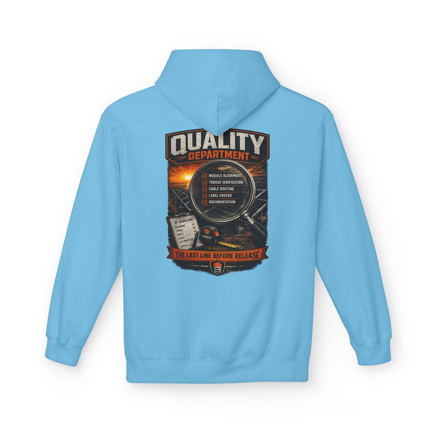 Quality Department Hoodie — Vintage Mechanic Crewneck with 'Quality Department' Emblem