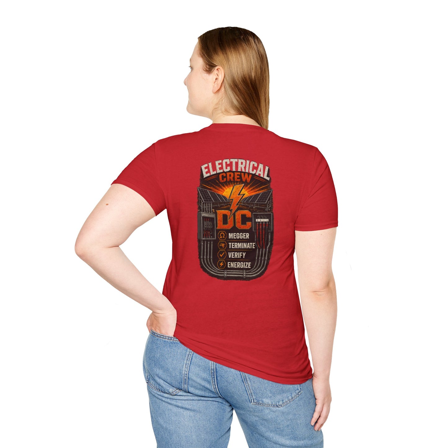 Electrical Crew DC T‑Shirt — Electrician Safety Megger, Terminate & Verify Design