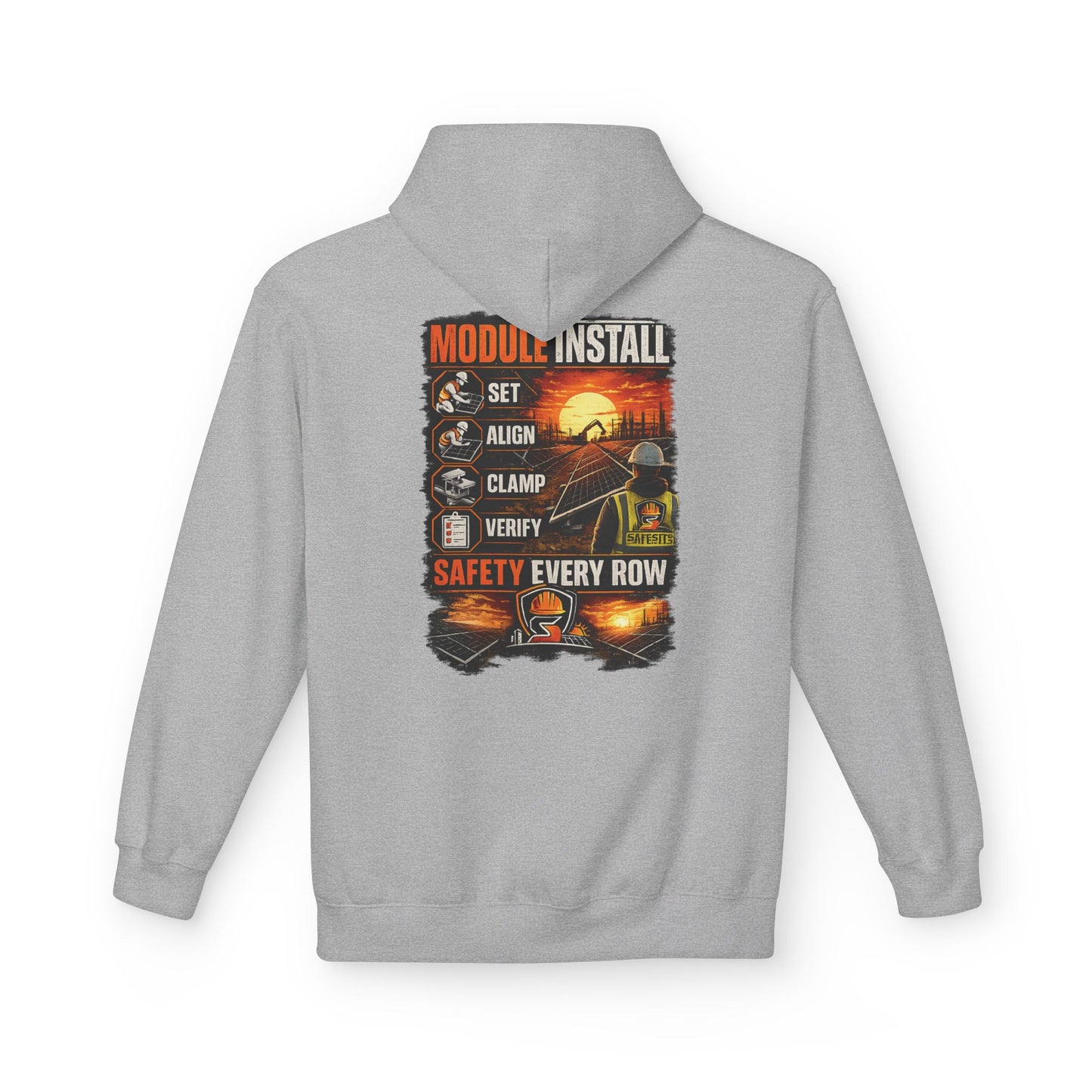 Module Install Safety Hoodie — Safety Every Row Construction Crew Sweatshirt