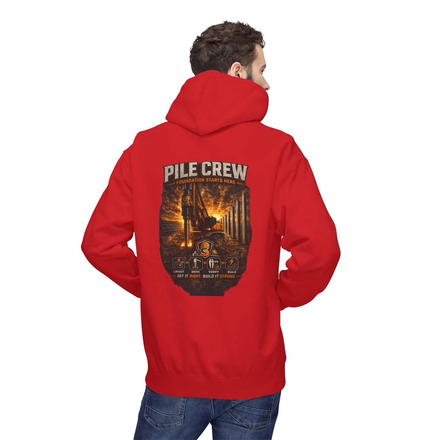 Pile Crew Industrial Hoodie — Heavy Equipment Construction Crew Pullover