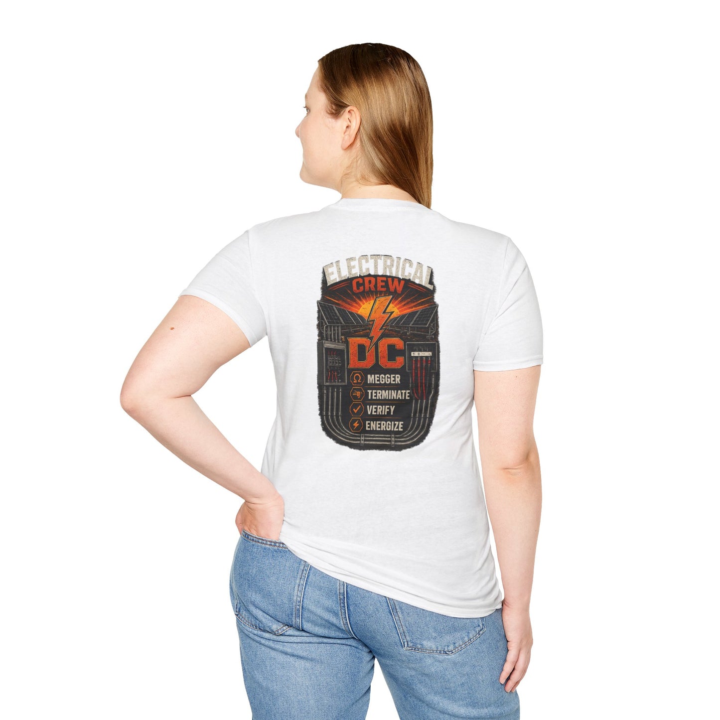 Electrical Crew DC T‑Shirt — Electrician Safety Megger, Terminate & Verify Design
