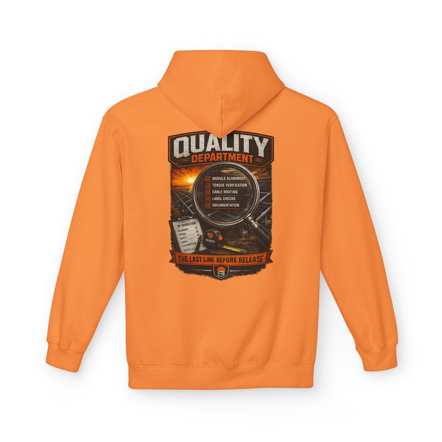Quality Department Hoodie — Vintage Mechanic Crewneck with 'Quality Department' Emblem