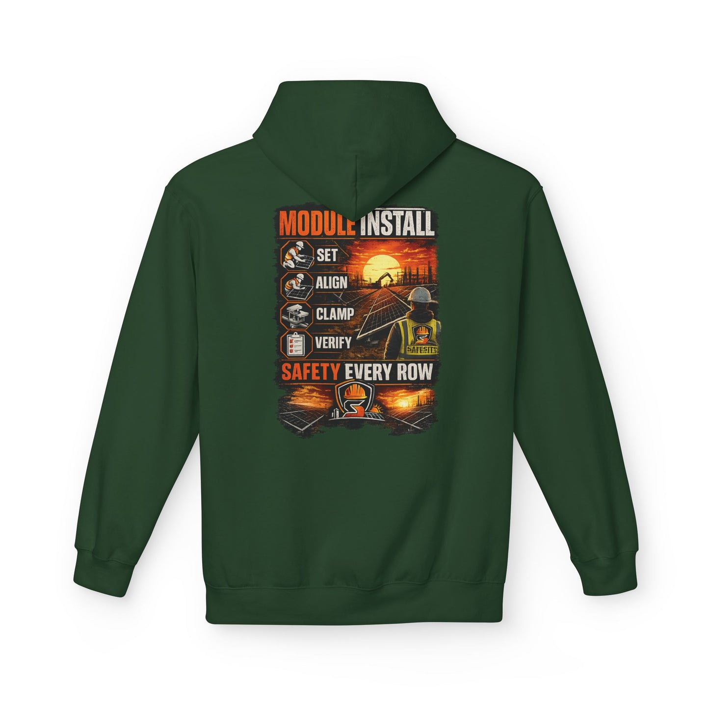 Module Install Safety Hoodie — Safety Every Row Construction Crew Sweatshirt