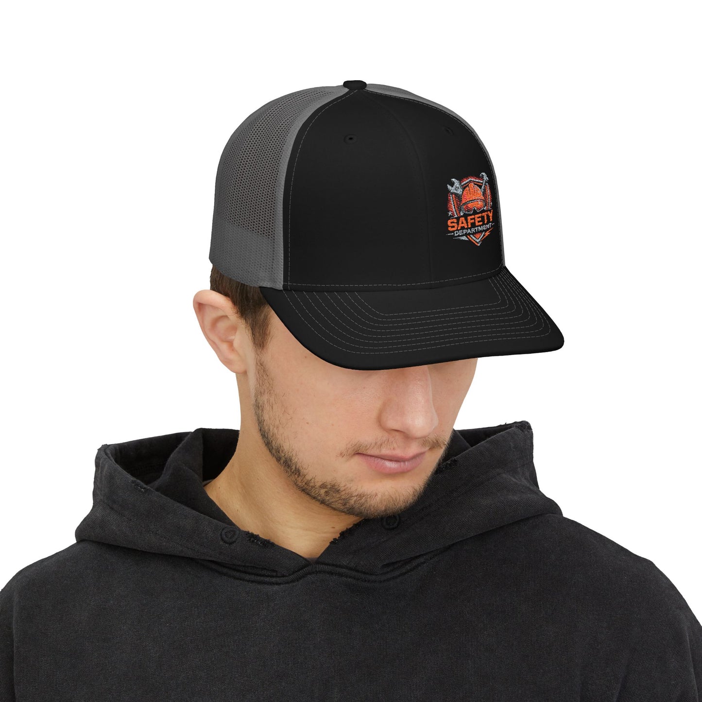Safety Department Trucker Cap - Fire Helmet Patch Snapback