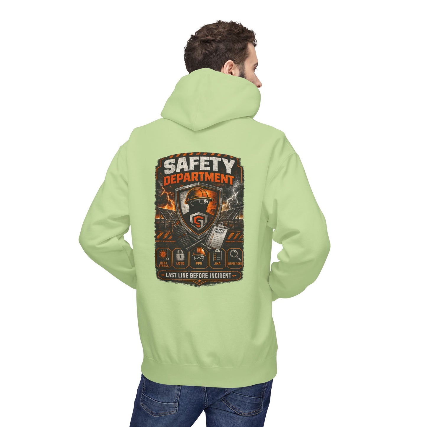 Safety Department Hoodie — "Last Line Before Incident" Graphic Workwear