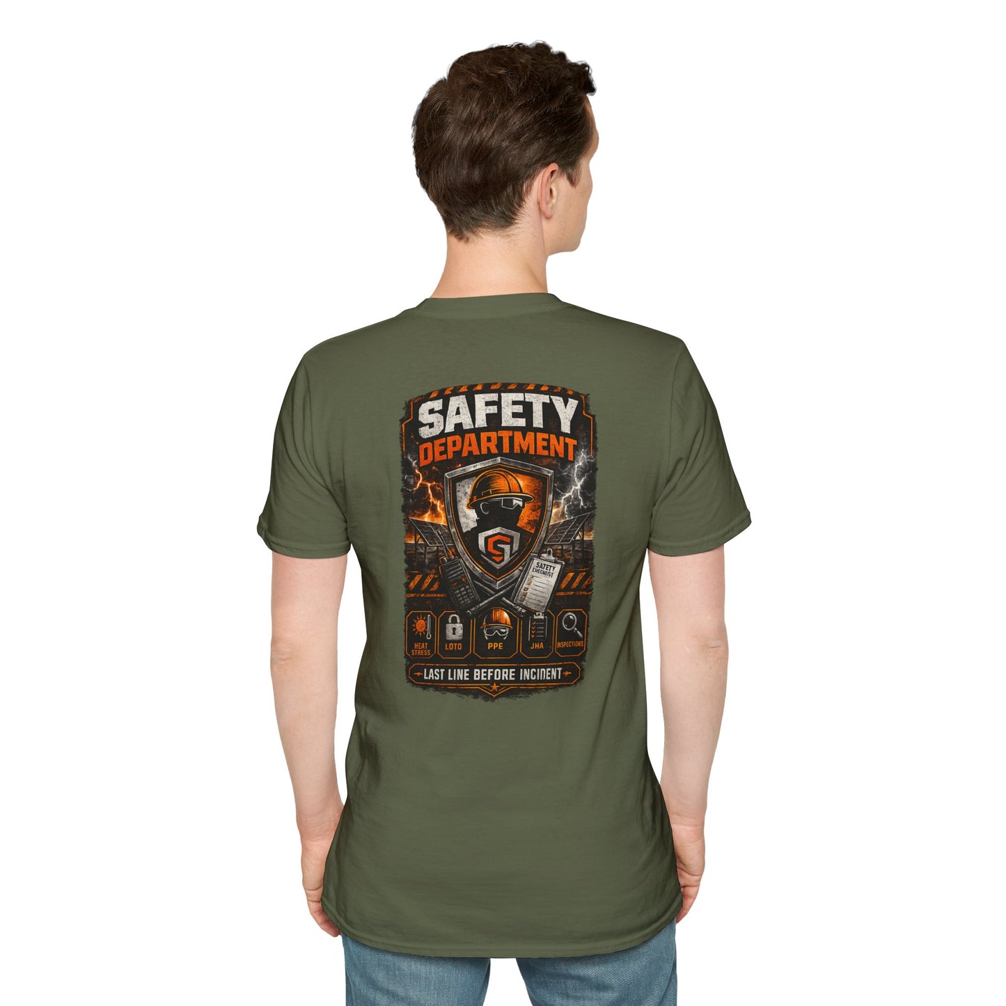 Safety Department Graphic T-Shirt — "Last Line Before Incident" Worksite Firefighter Tee