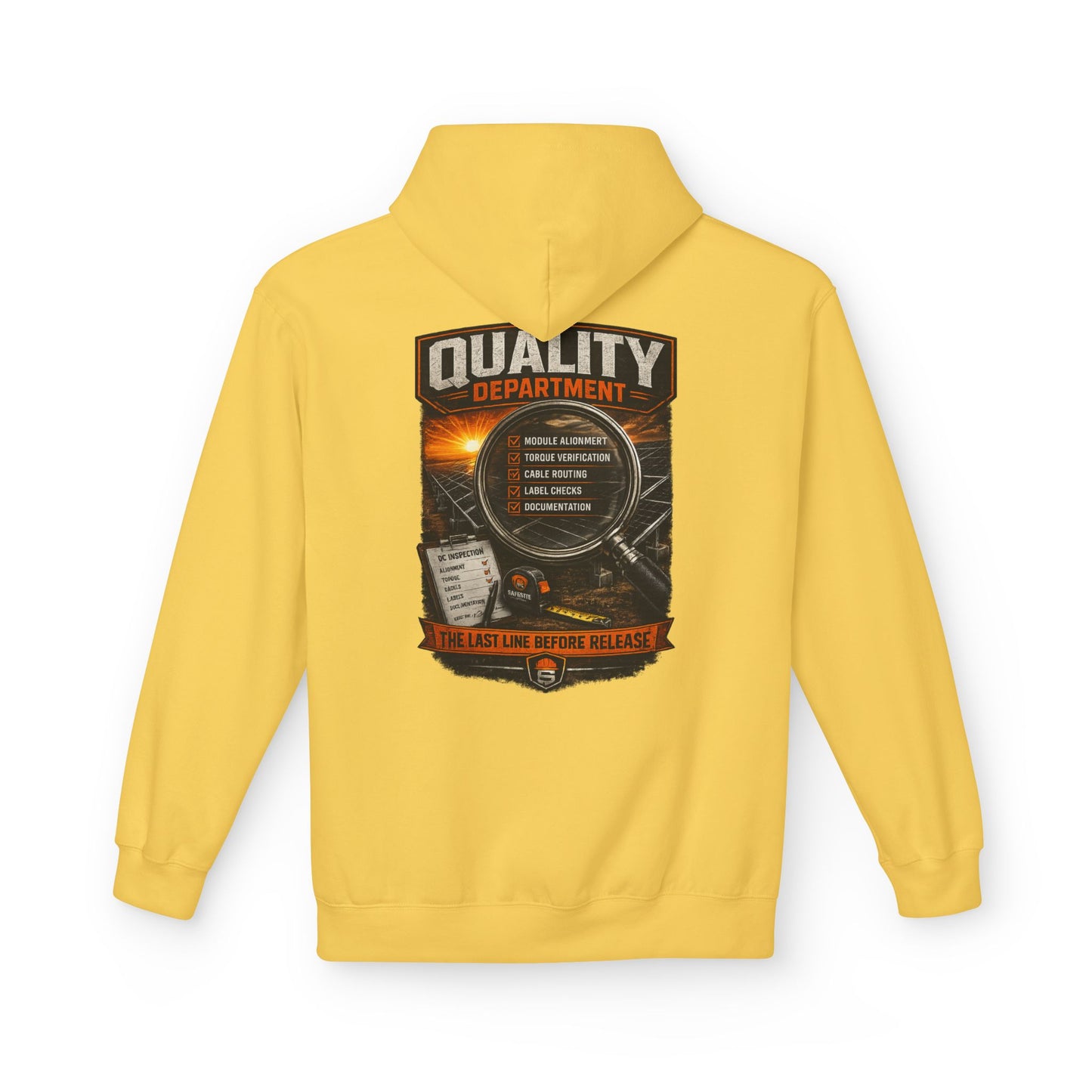Quality Department Hoodie — Vintage Mechanic Crewneck with 'Quality Department' Emblem