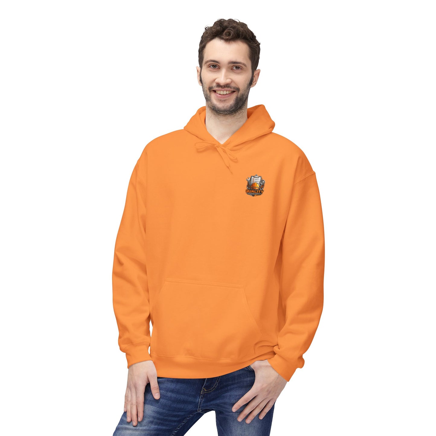 Quality Department Hoodie — Vintage Mechanic Crewneck with 'Quality Department' Emblem