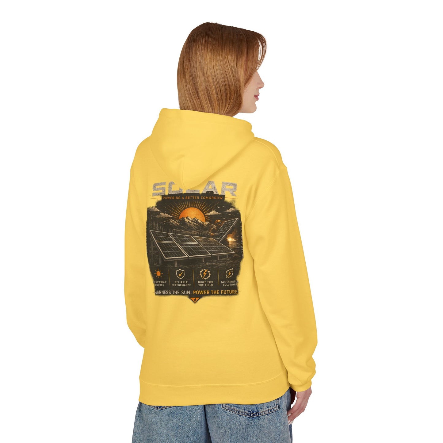Solar Energy Hoodie — "Solar: Harness the Sun, Power the Future" Graphic Sweatshirt