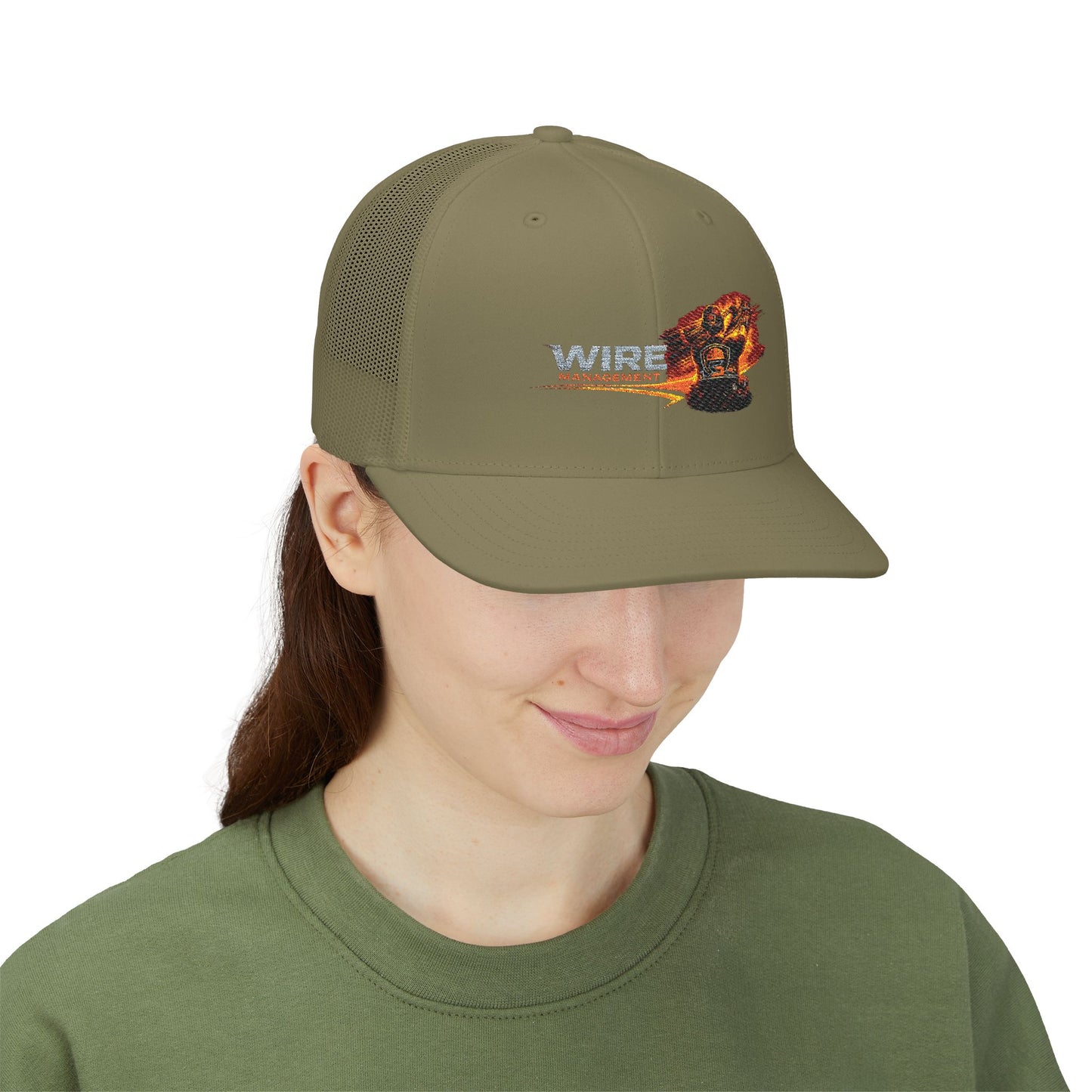 Wire Management Flame Graphic Trucker Cap