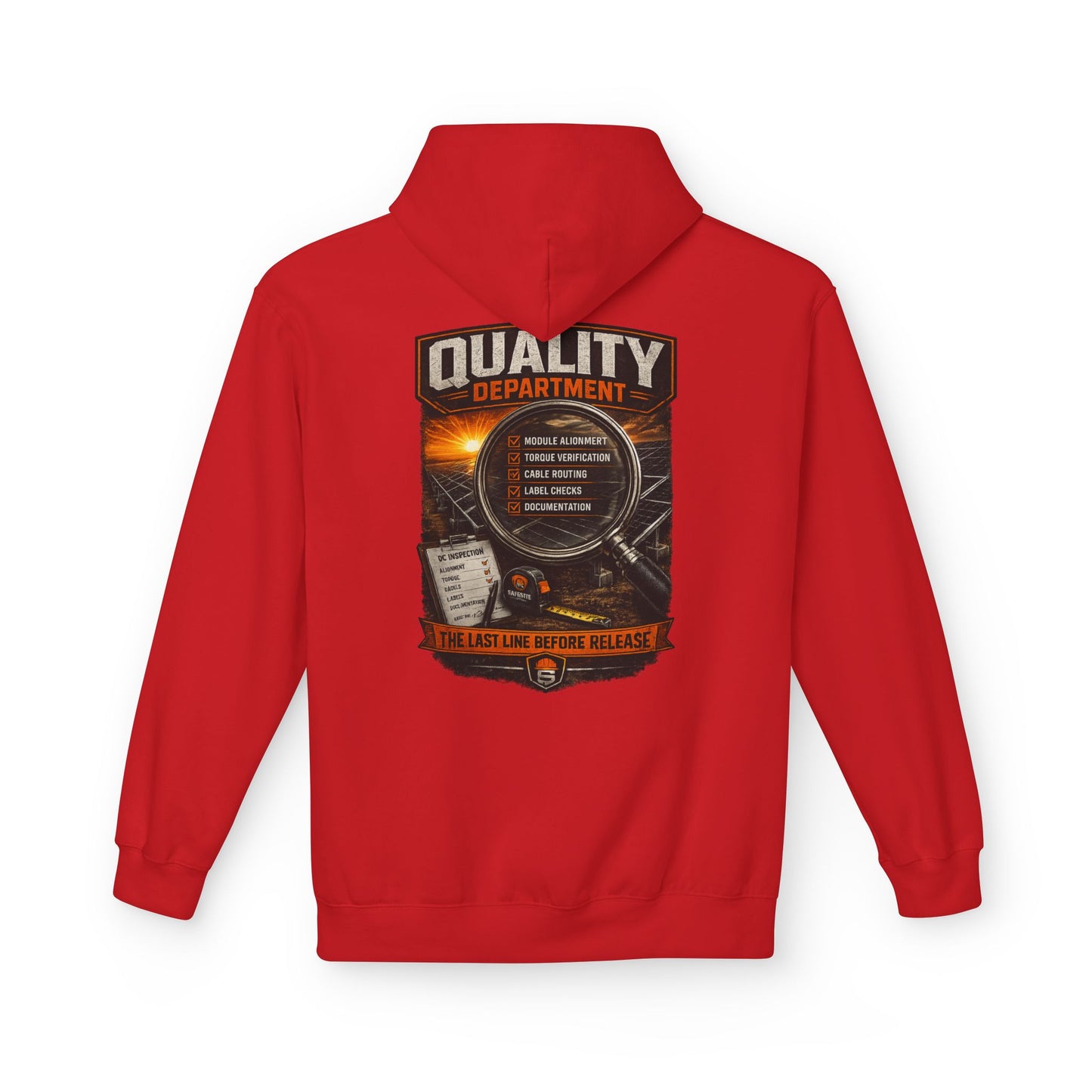 Quality Department Hoodie — Vintage Mechanic Crewneck with 'Quality Department' Emblem