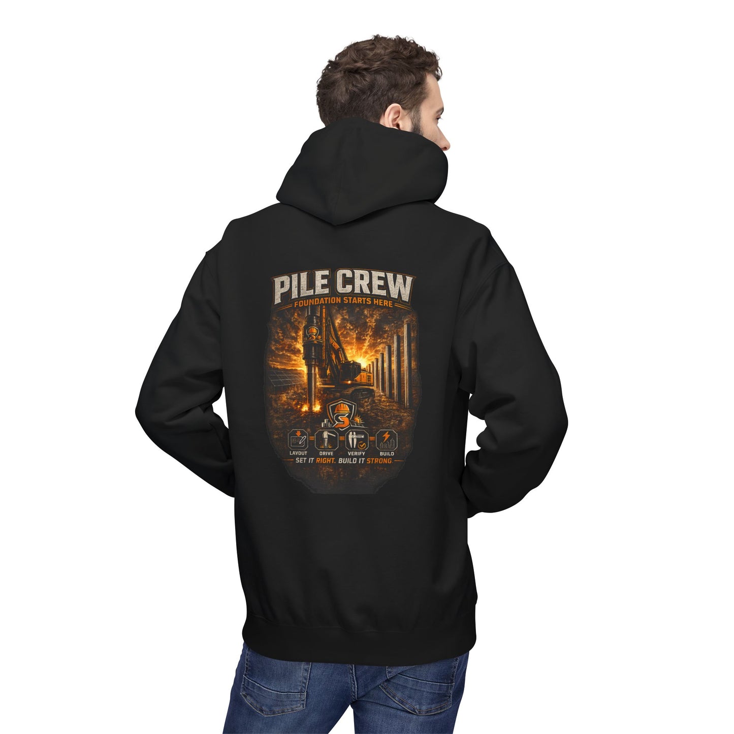 Pile Crew Industrial Hoodie — Heavy Equipment Construction Crew Pullover