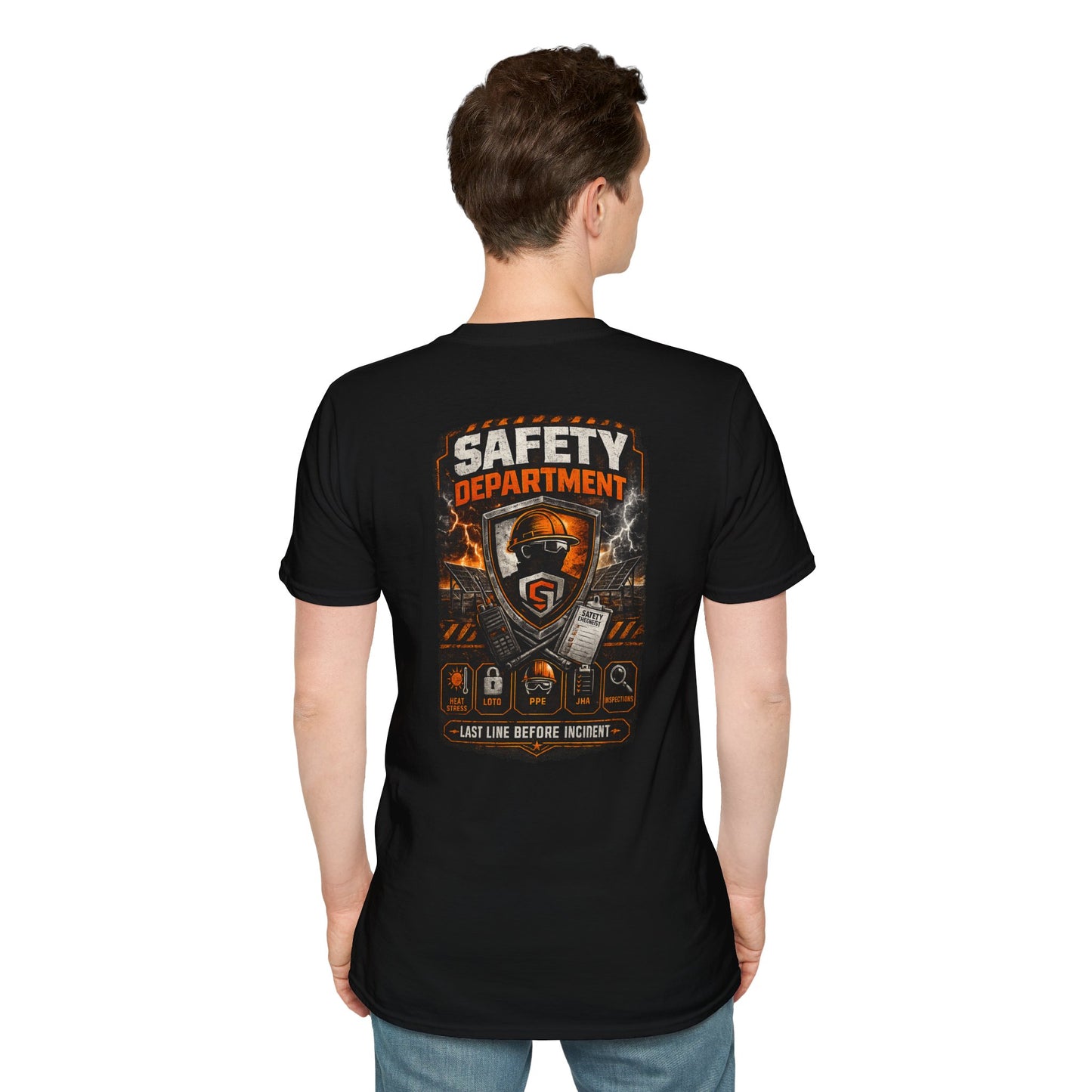 Safety Department Graphic T-Shirt — "Last Line Before Incident" Worksite Firefighter Tee