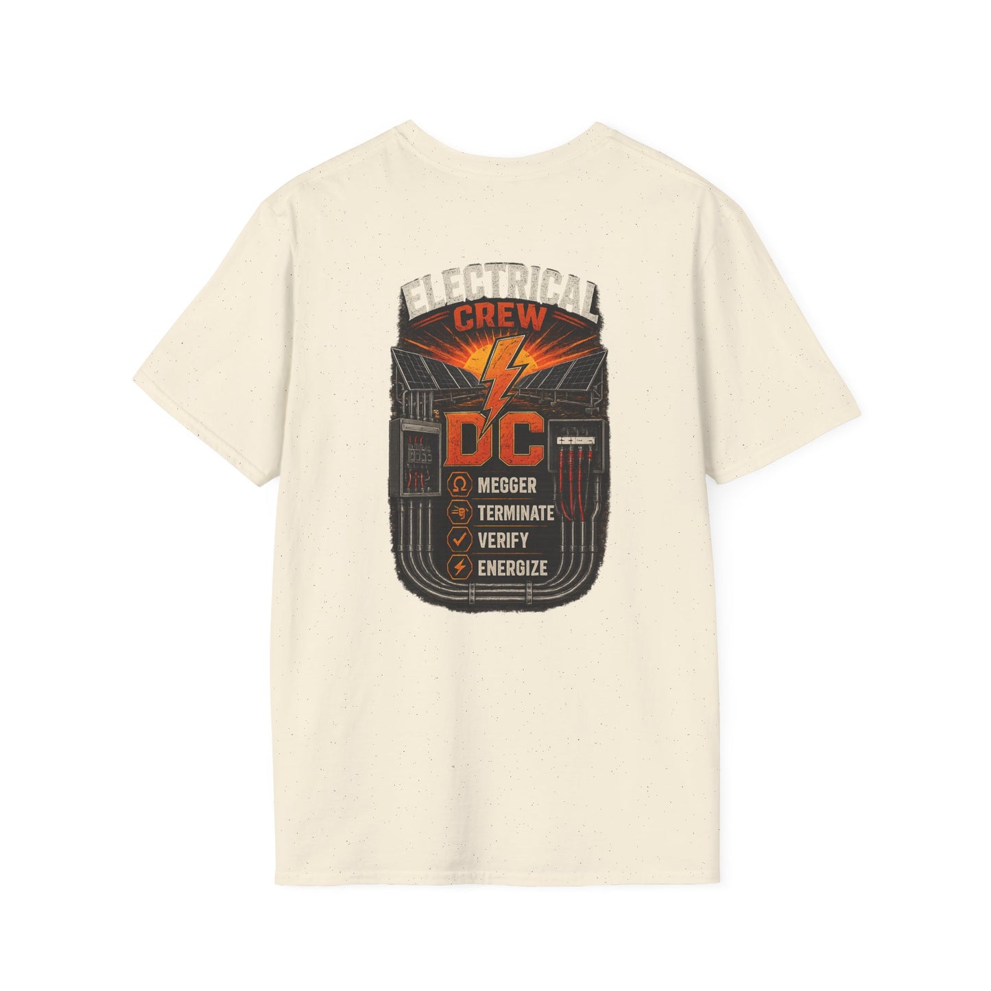 Electrical Crew DC T‑Shirt — Electrician Safety Megger, Terminate & Verify Design