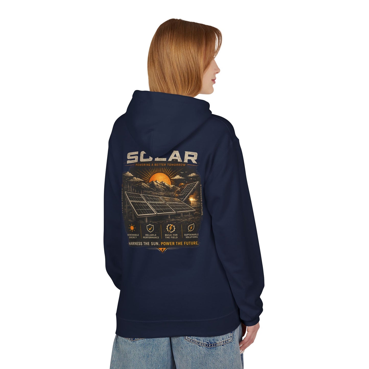 Solar Energy Hoodie — "Solar: Harness the Sun, Power the Future" Graphic Sweatshirt