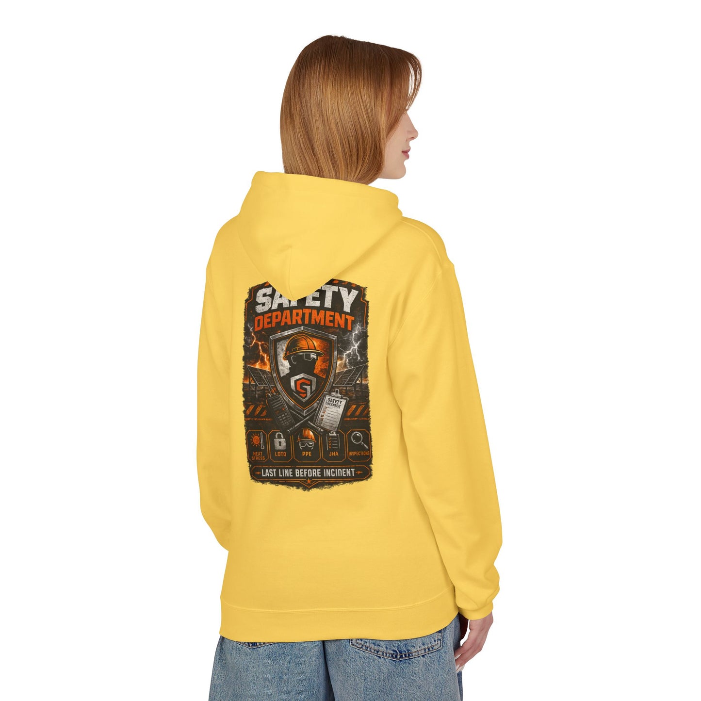 Safety Department Hoodie — "Last Line Before Incident" Graphic Workwear