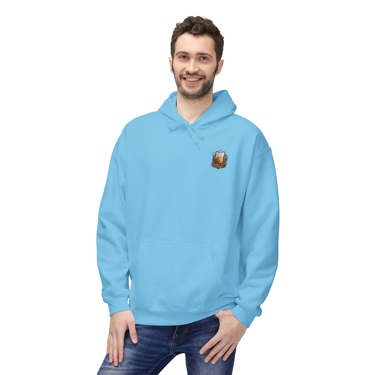 Quality Department Hoodie — Vintage Mechanic Crewneck with 'Quality Department' Emblem